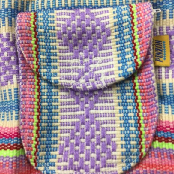 Pinzon Backpack Colorful Woven Fabric Rainbow Pride Pocket Soft Made in Mexico - Picture 3 of 14
